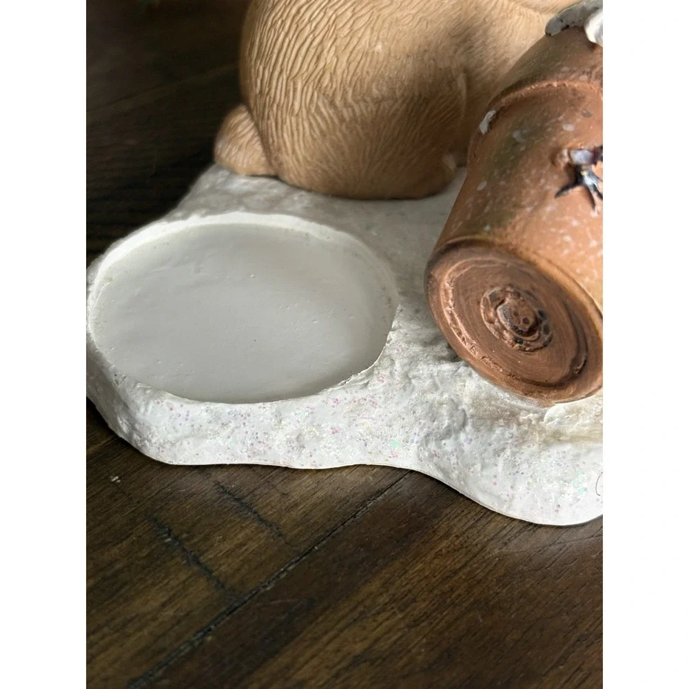 Vtg‎ Hallmark Sketchbook Marjolein Bastin Candle Holder Holiday Rabbit Chipmunk